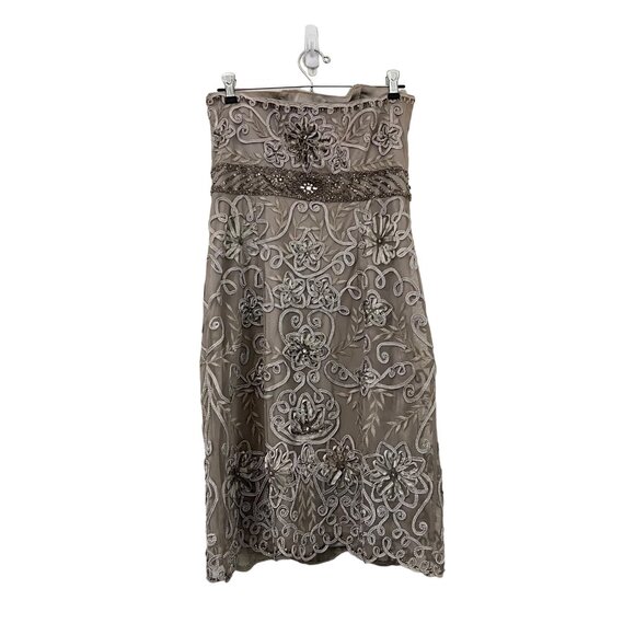 Vintage Sue Wong Nocturne Womens Gray Embroidered Beaded Strapless Dress Size 10 - Picture 6 of 7
